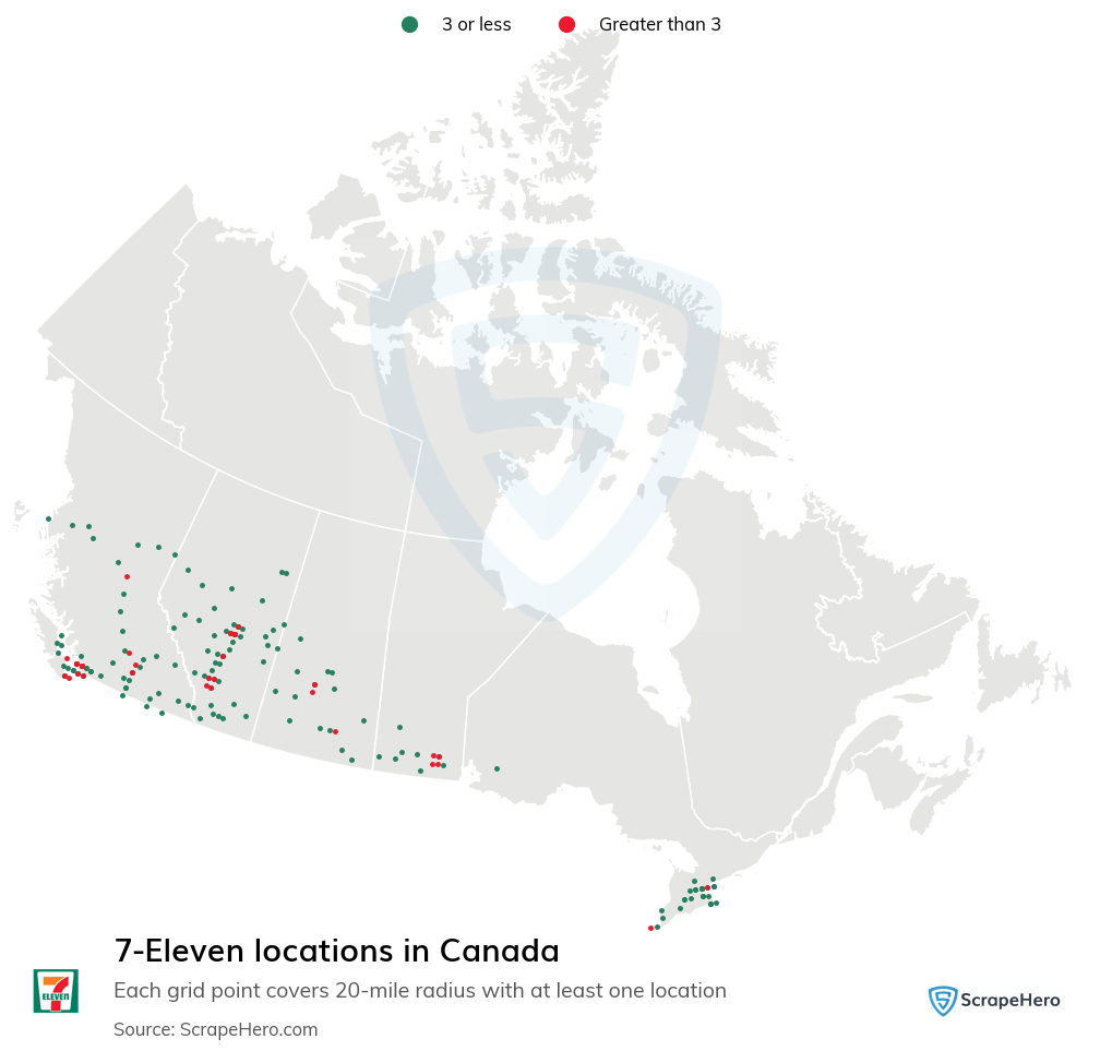 Map of 7-Eleven stores in Canada