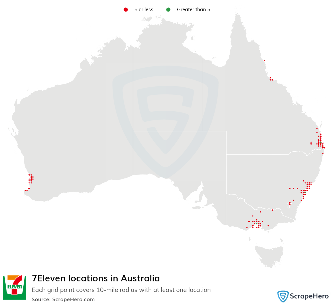 Map of 7Eleven stores in Australia