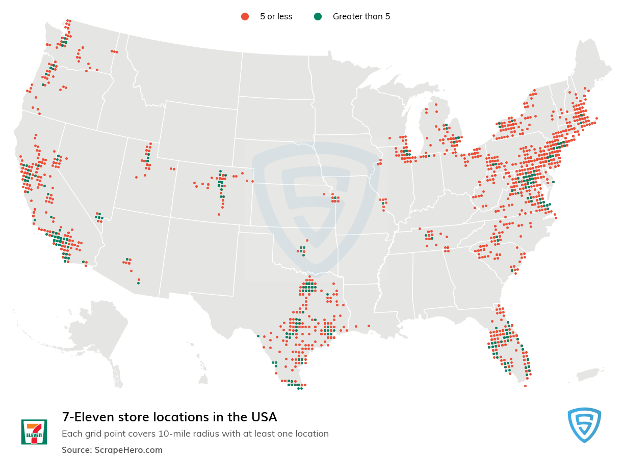 Map of 7eleven stores in the United States