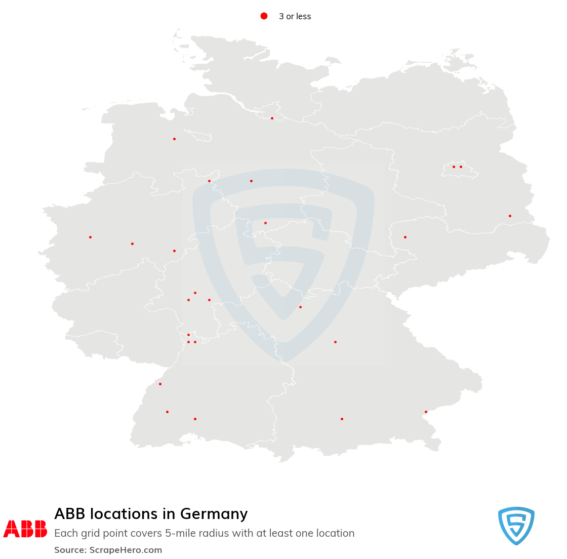 Map of ABB locations in Germany