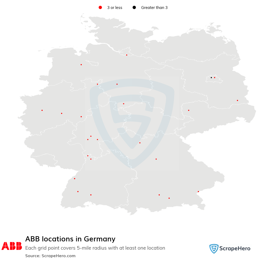 Map of ABB locations in Germany