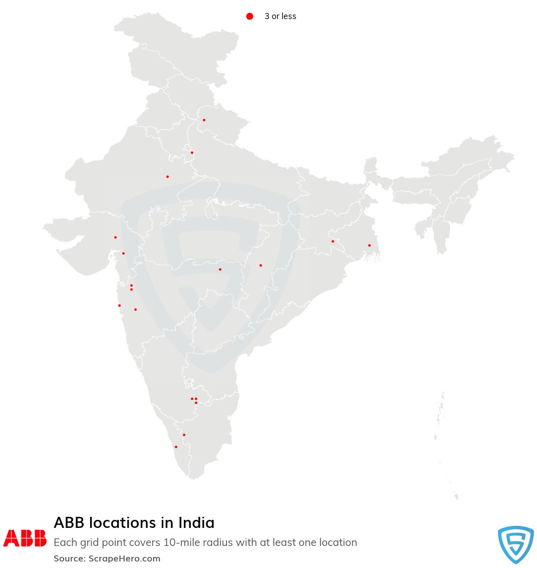Map of ABB locations in India