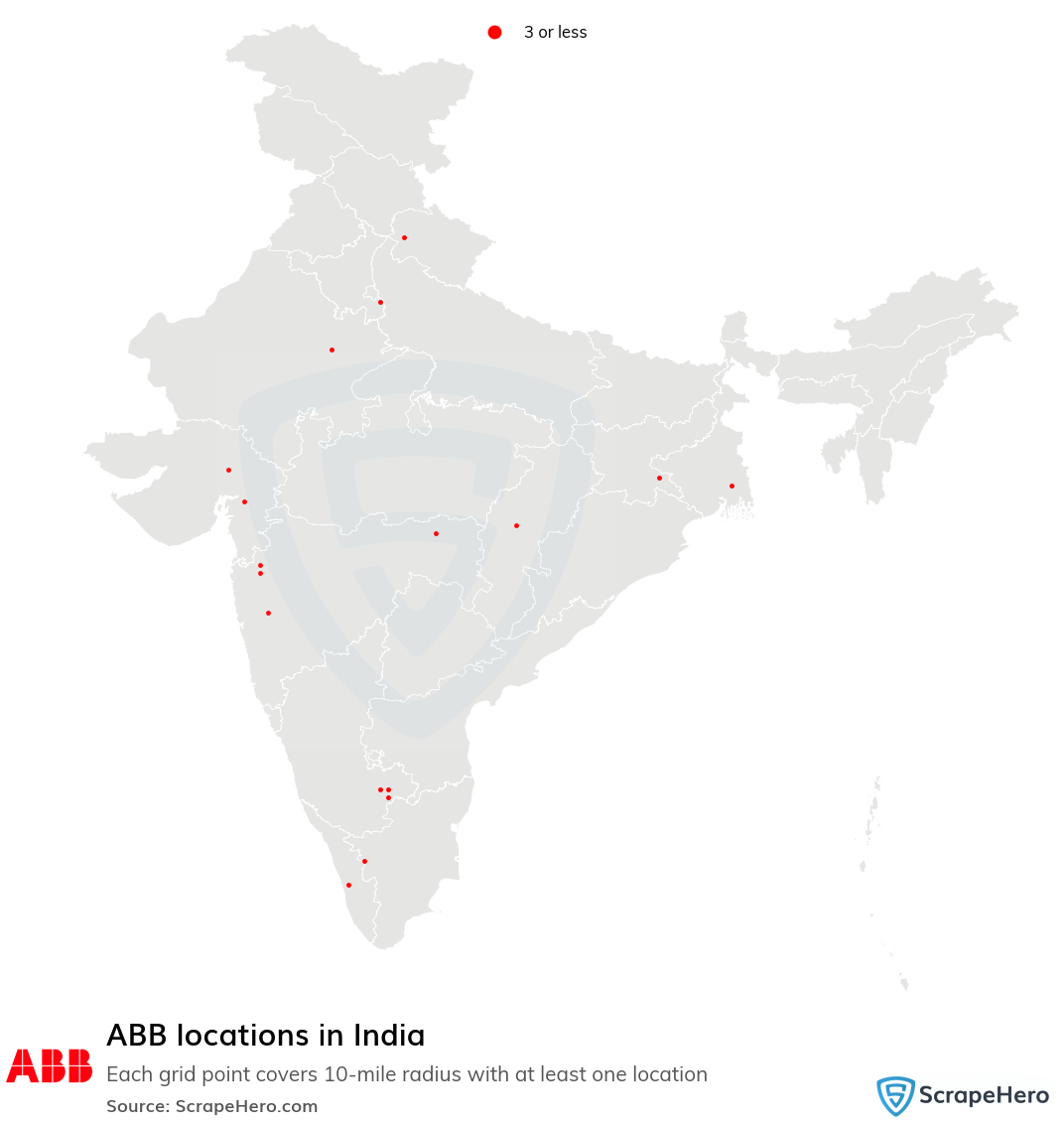 Map of ABB locations in India