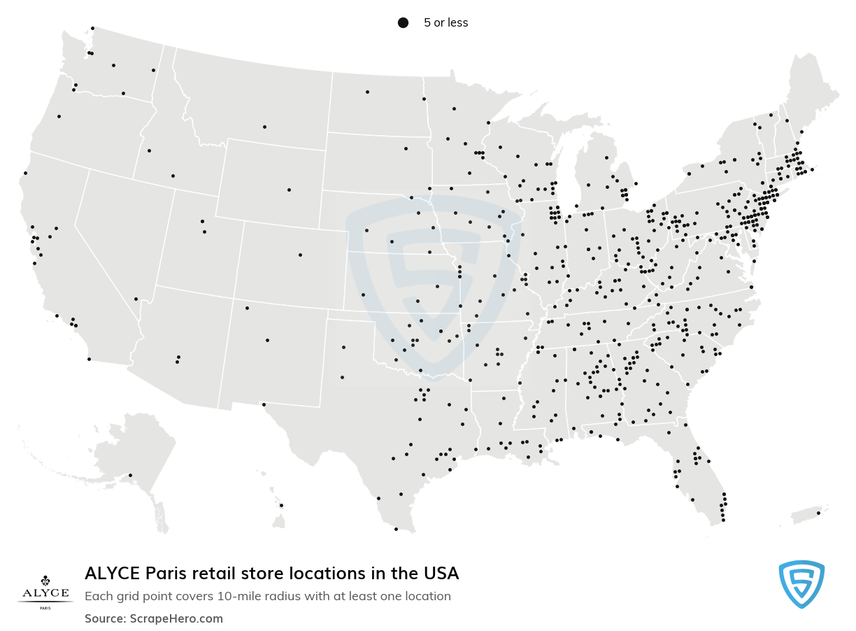 Map of  locations in the United States in 2025