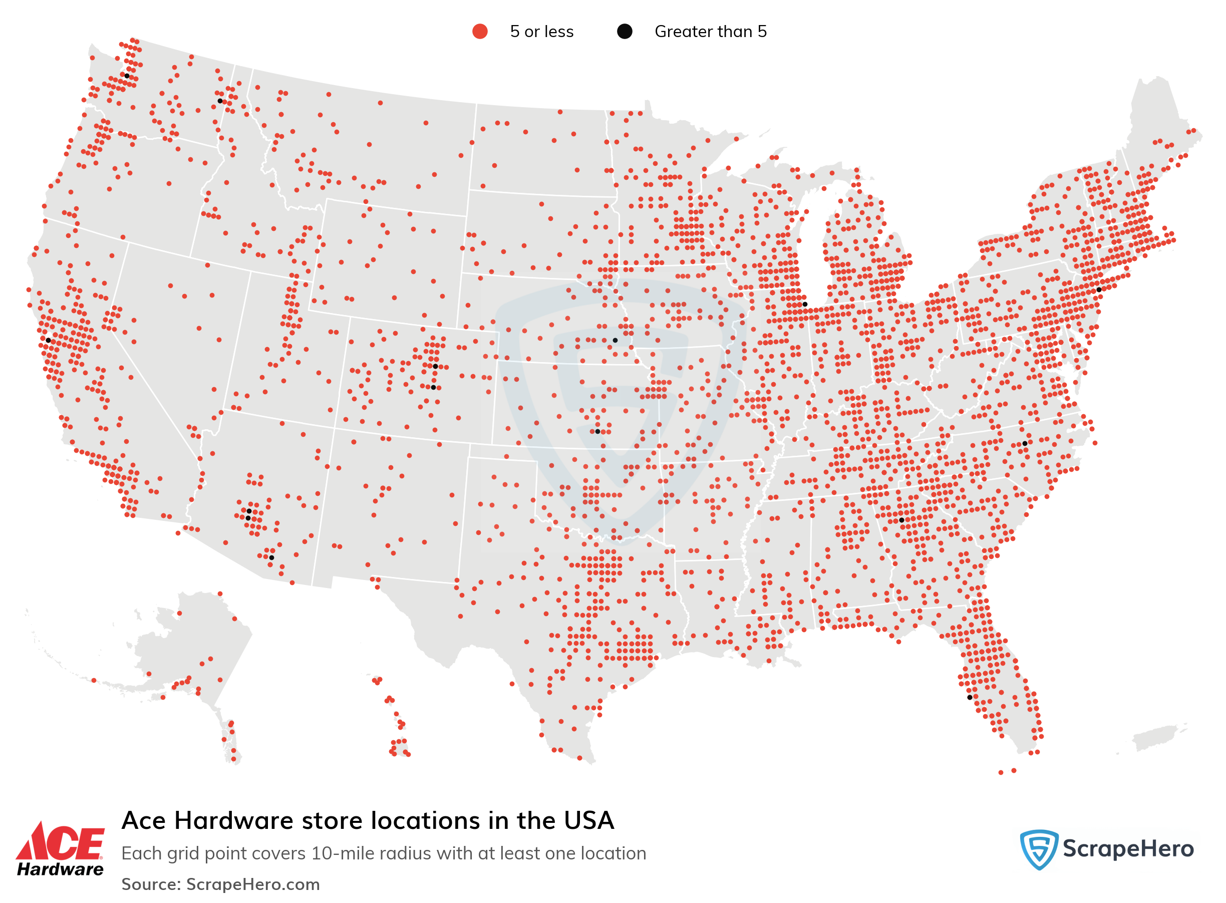 Number of Ace Hardware locations in the United States 