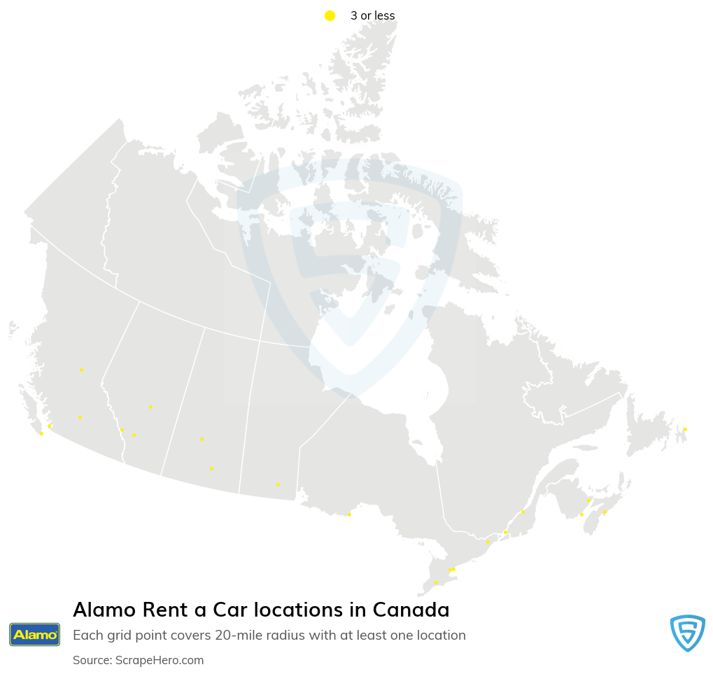 Map of  locations in Canada in 2025