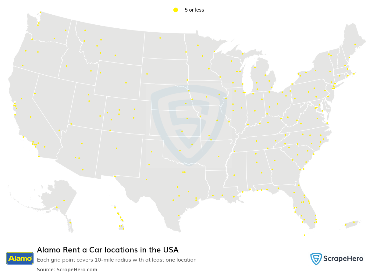 Map of  locations in the United States in 2025