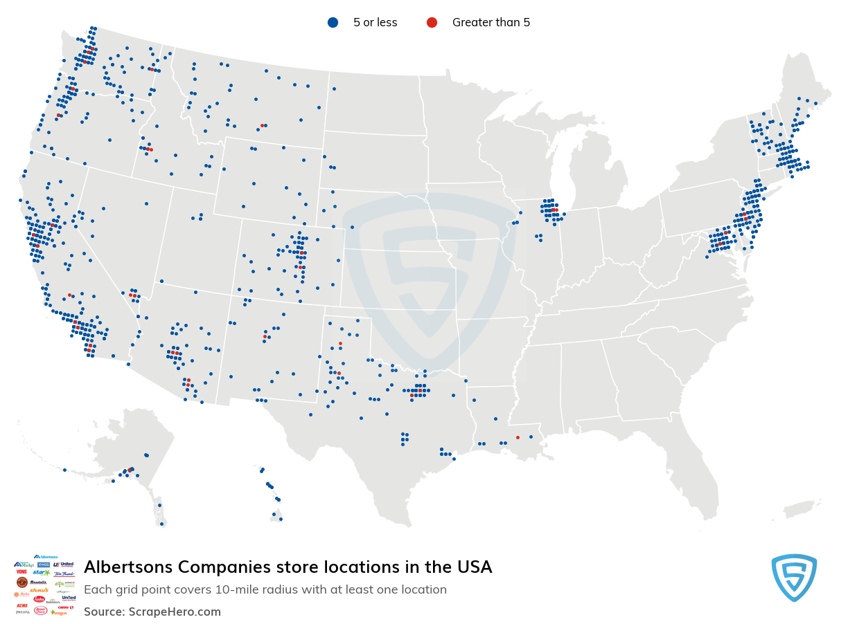 Map of Albertsons Companies stores in the United States