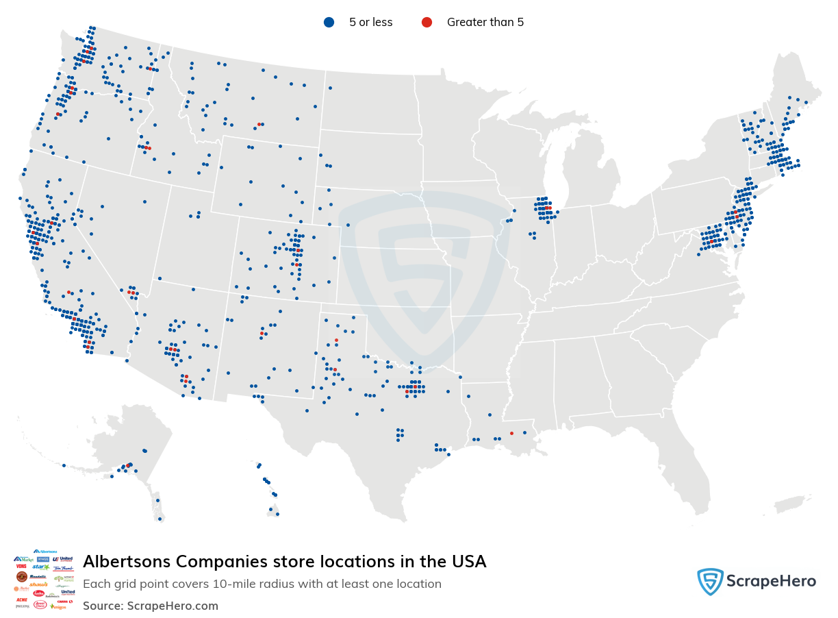 Map of Albertsons Companies stores in the United States