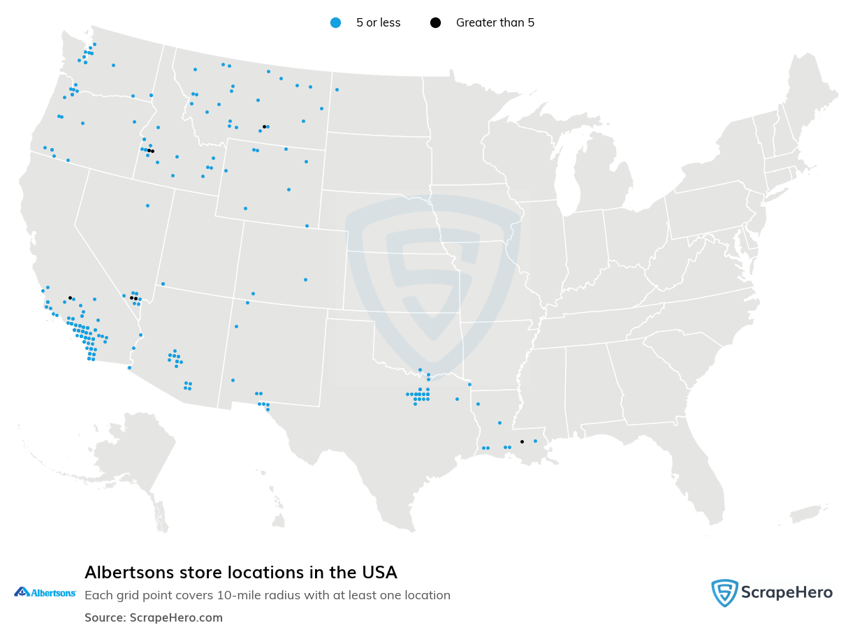 Map of Albertsons stores in the United States