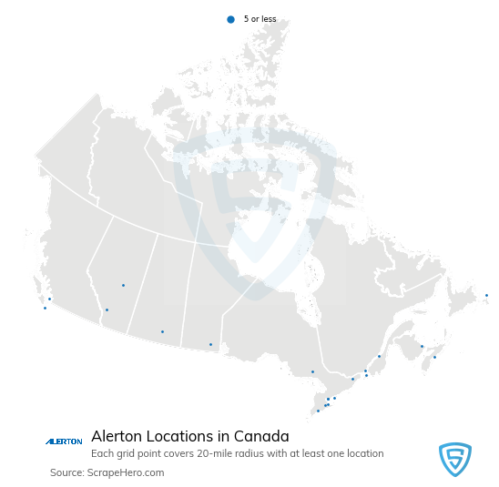 Map of Alerton stores in Canada