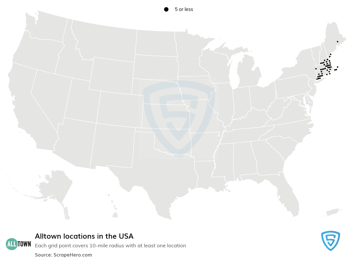 Map of  locations in the United States in 2025