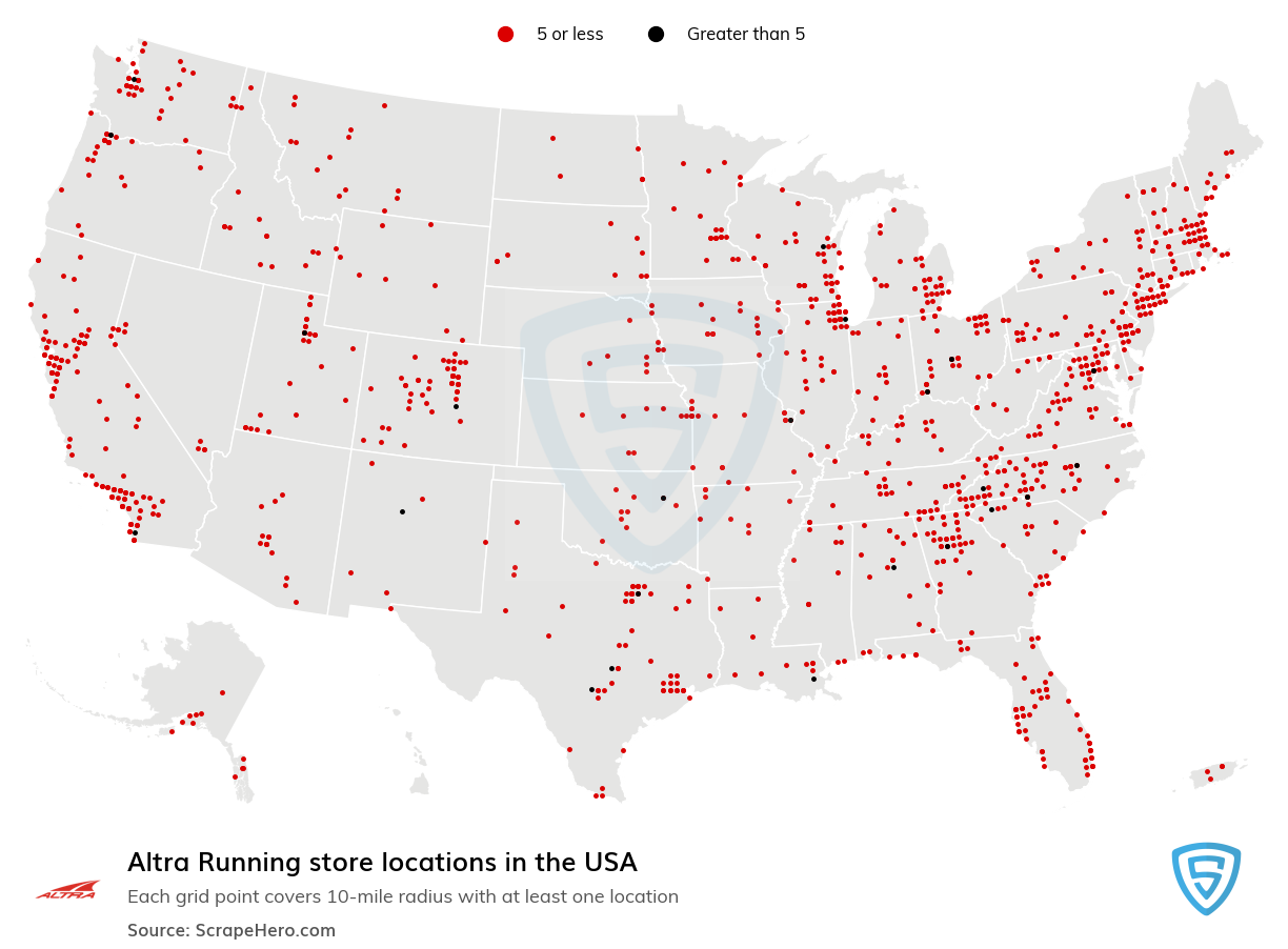 Map of  locations in the United States in 2024