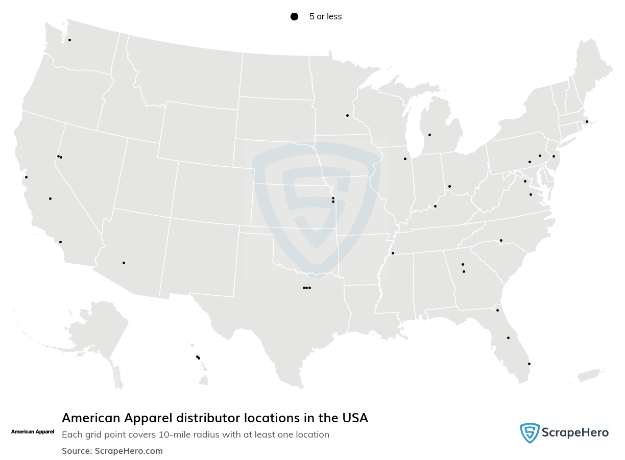 American Apparel distributor locations