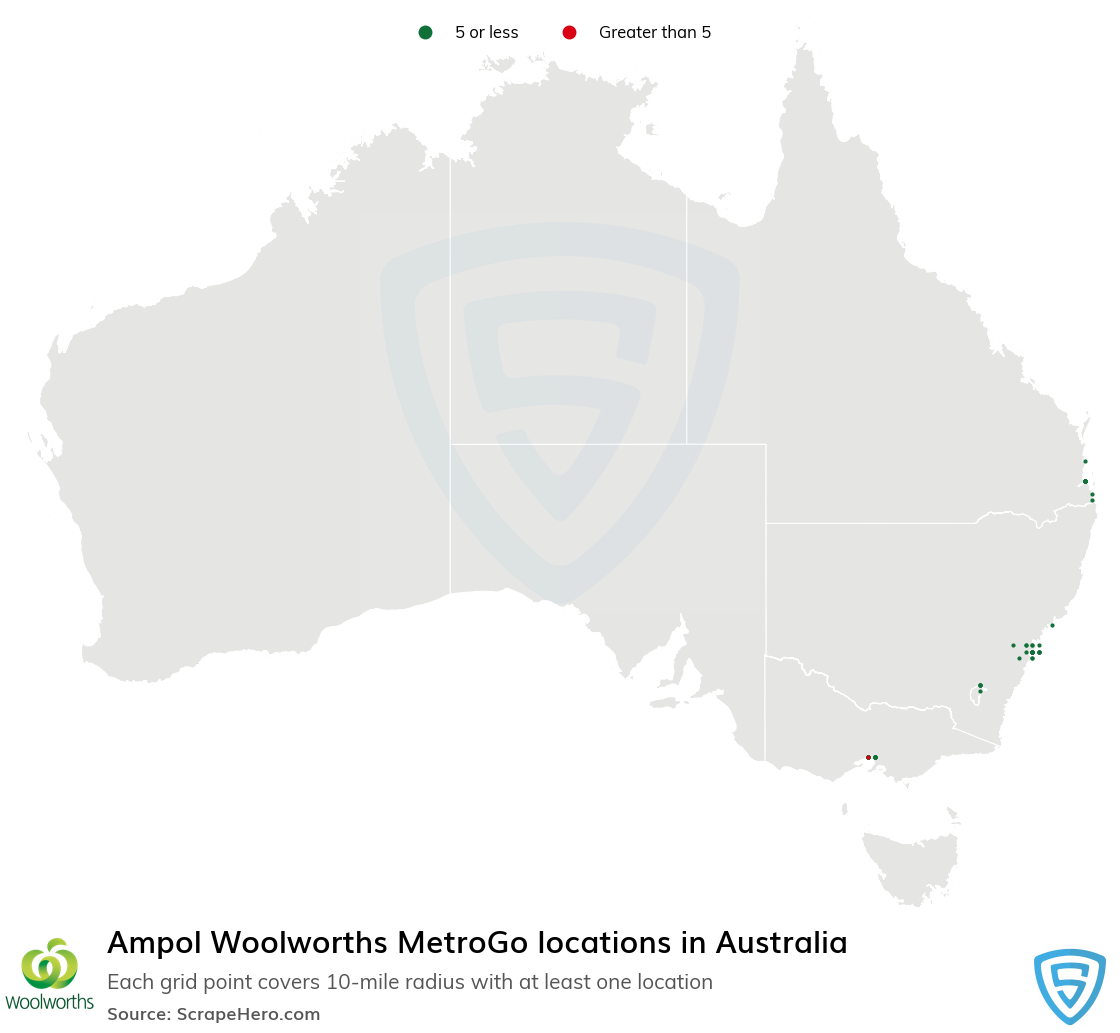 Ampol Woolworths MetroGo store locations