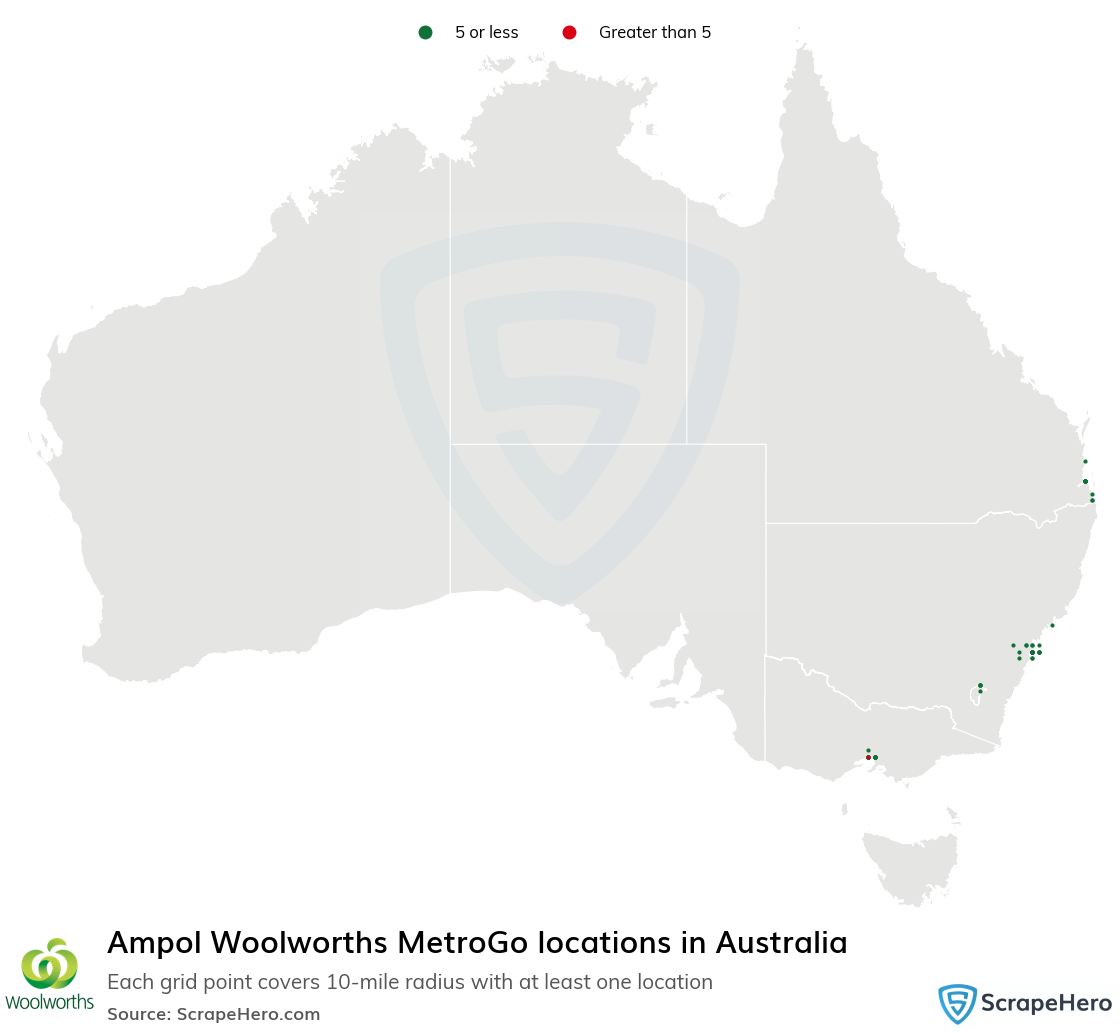 Ampol Woolworths MetroGo store locations