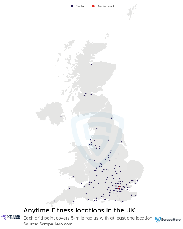 Map of Anytime Fitness locations in the United Kingdom