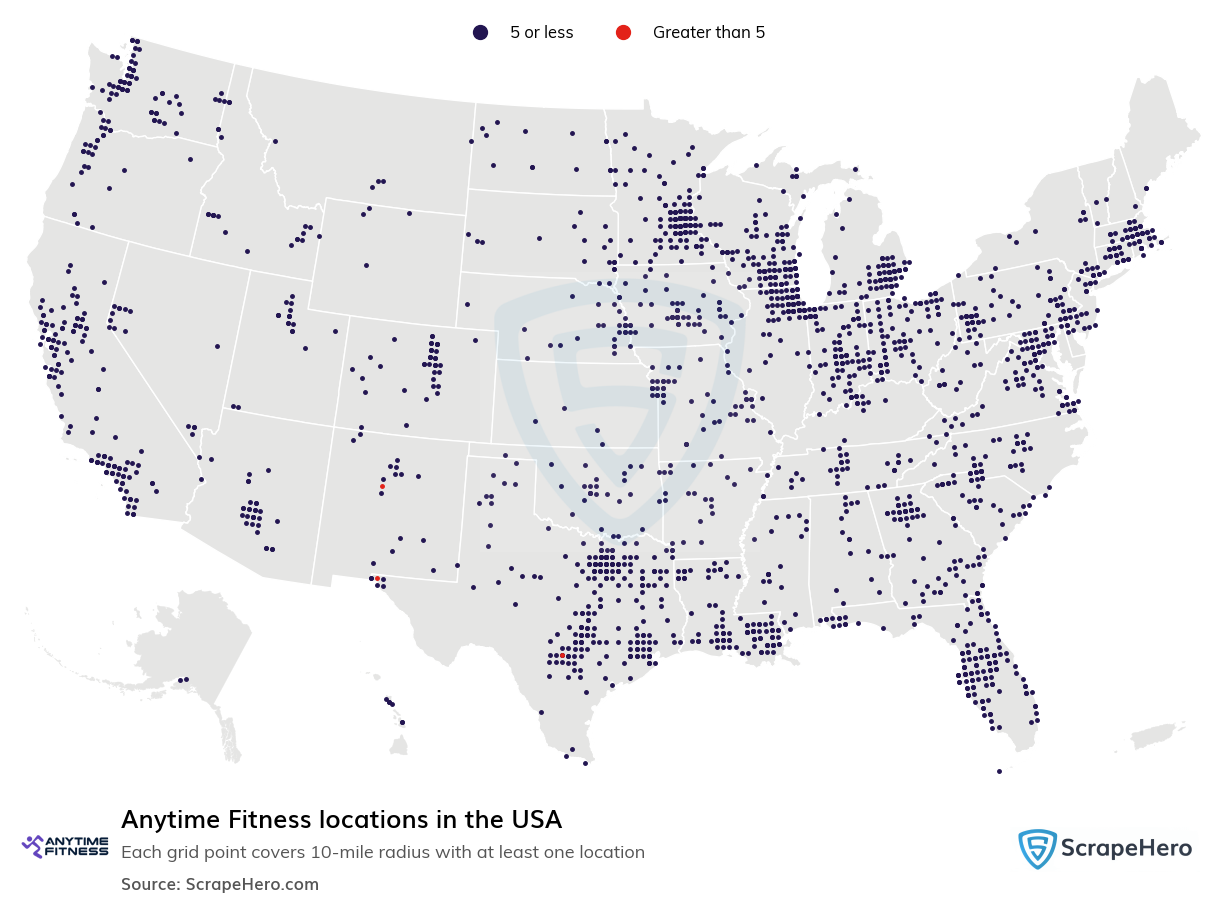 Map of  locations in the United States in 2025