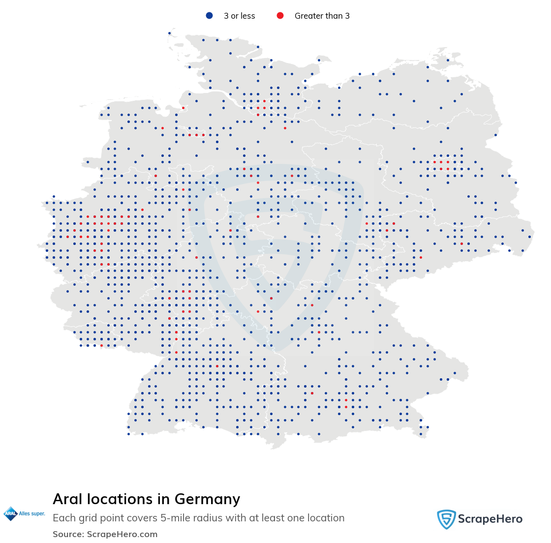 Map of Aral gas stations in Germany