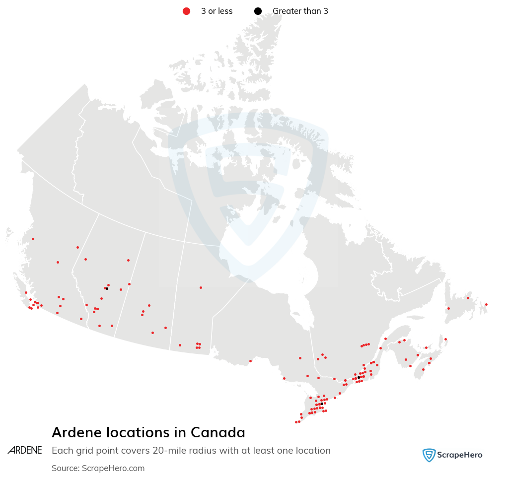 Map of  locations in Canada in 2025