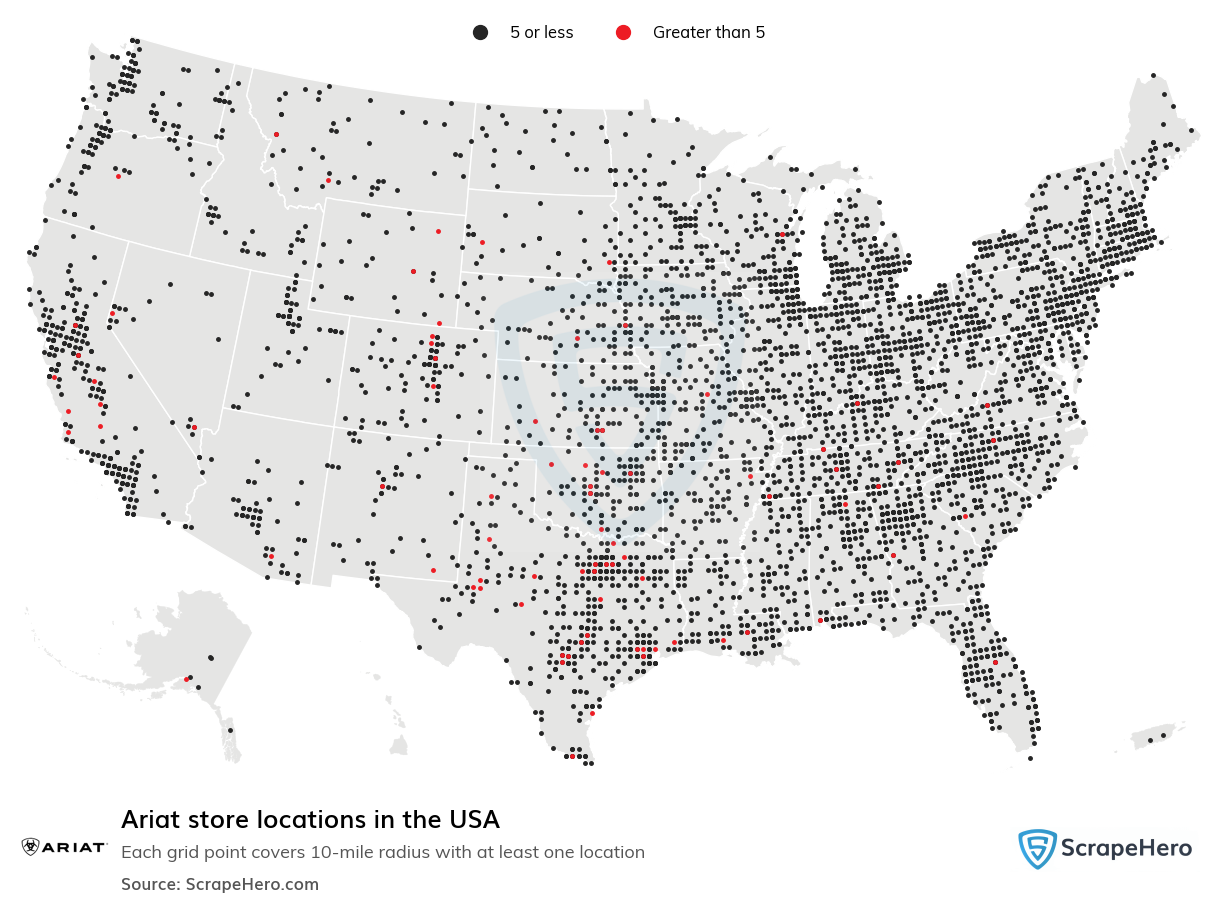 Map of  locations in the United States in 2025