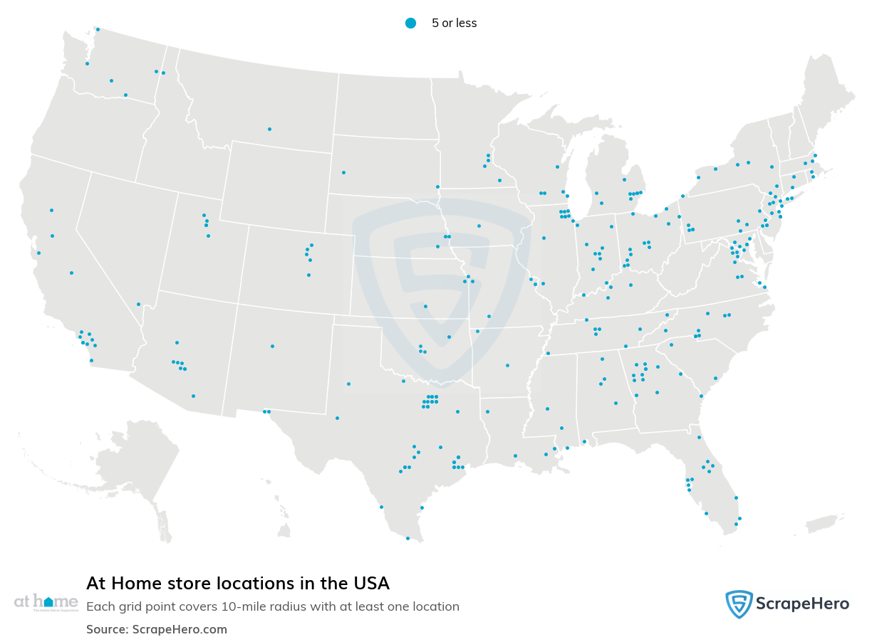 Map of At Home stores in the United States