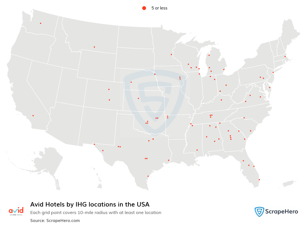 Avid Hotels by IHG locations