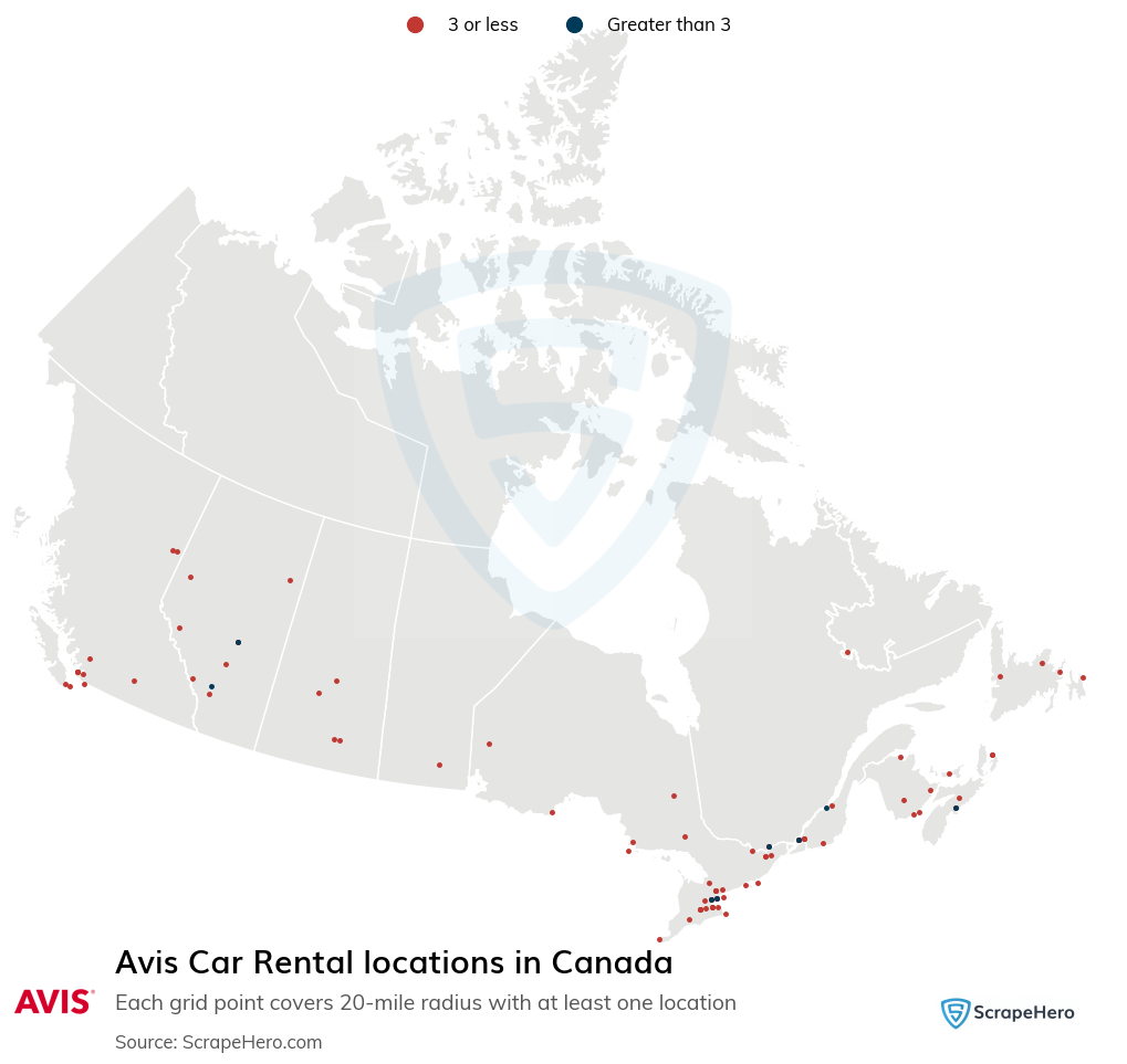 Map of  locations in Canada in 2025