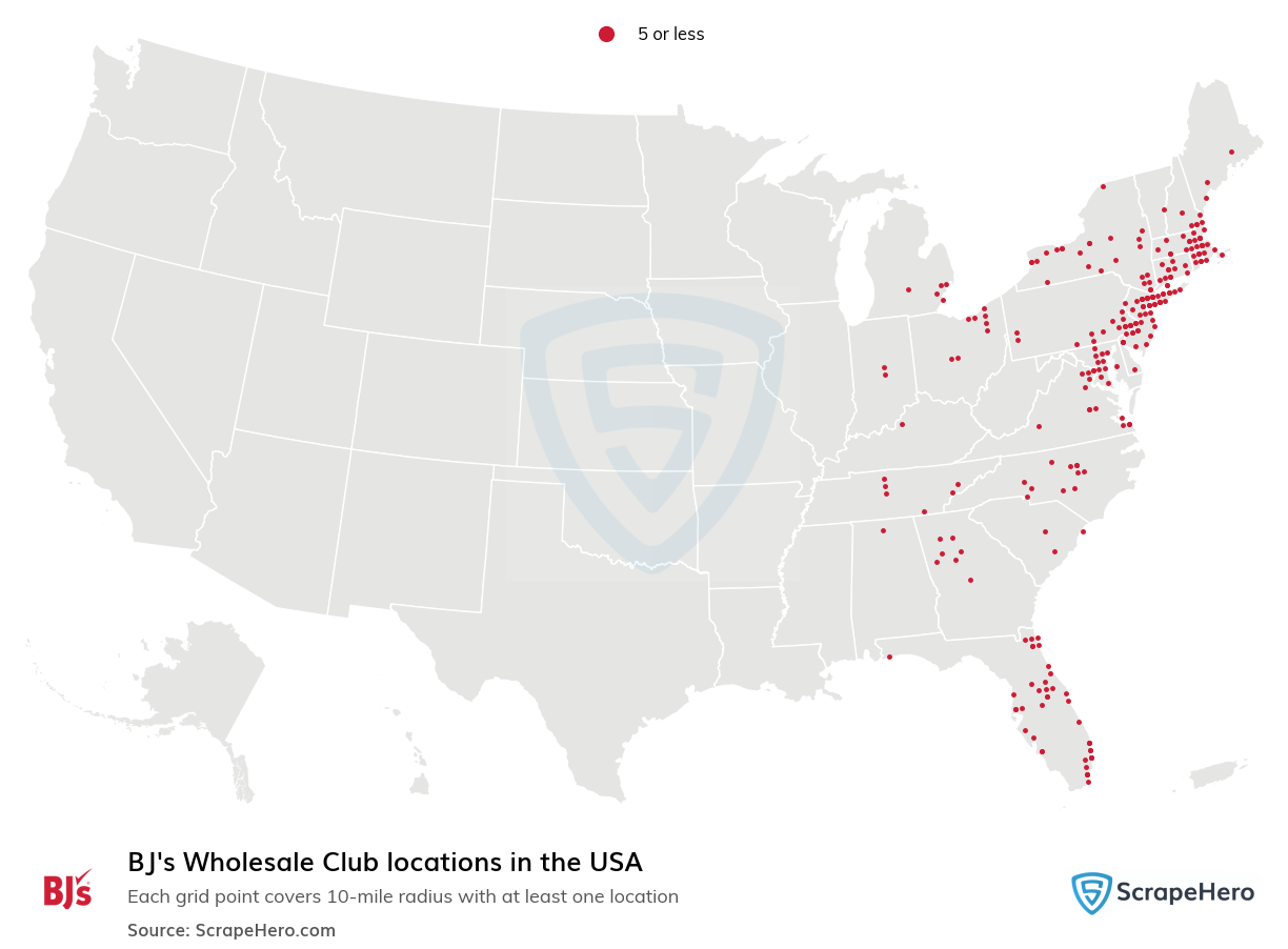 Map of  locations in the United States in 2024