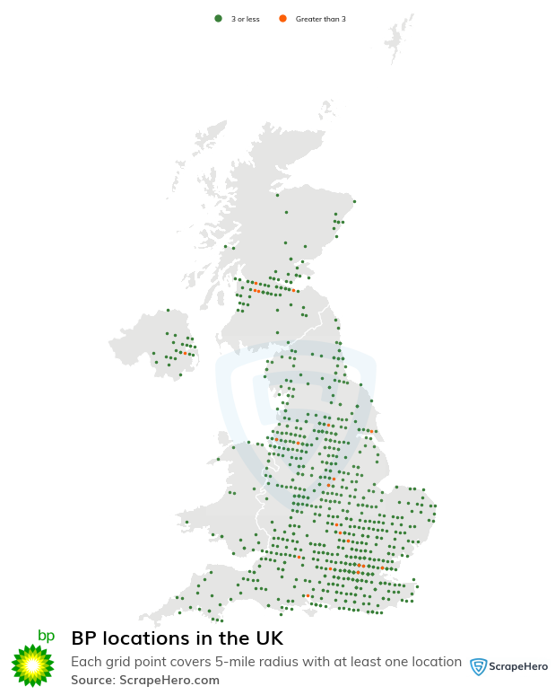 Number of BP locations in the UK in 2024 | ScrapeHero