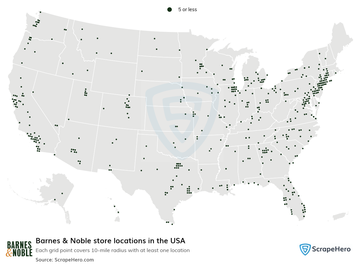 Map of Barnes & Noble stores in the United States