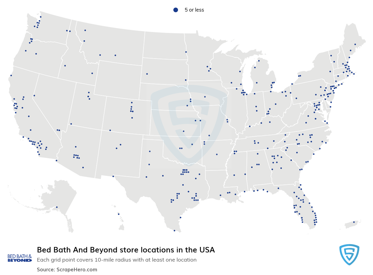 Map of Bed Bath And Beyond stores in the United States