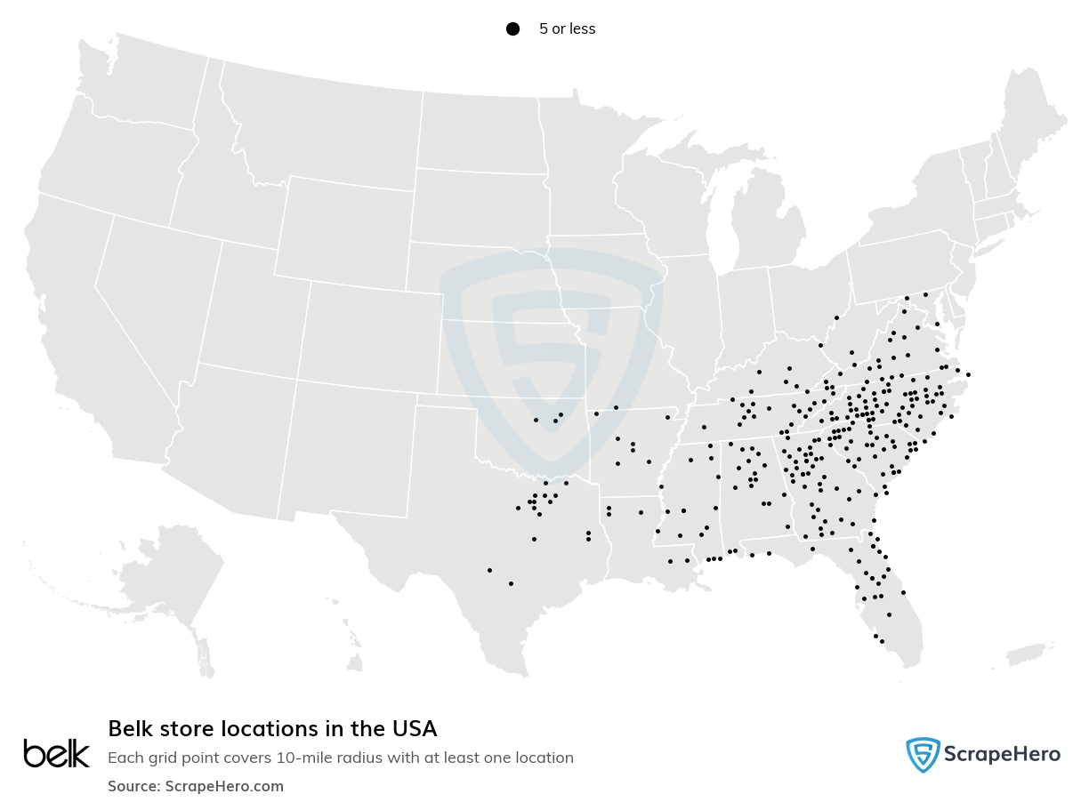 Map of  locations in the United States in 2025