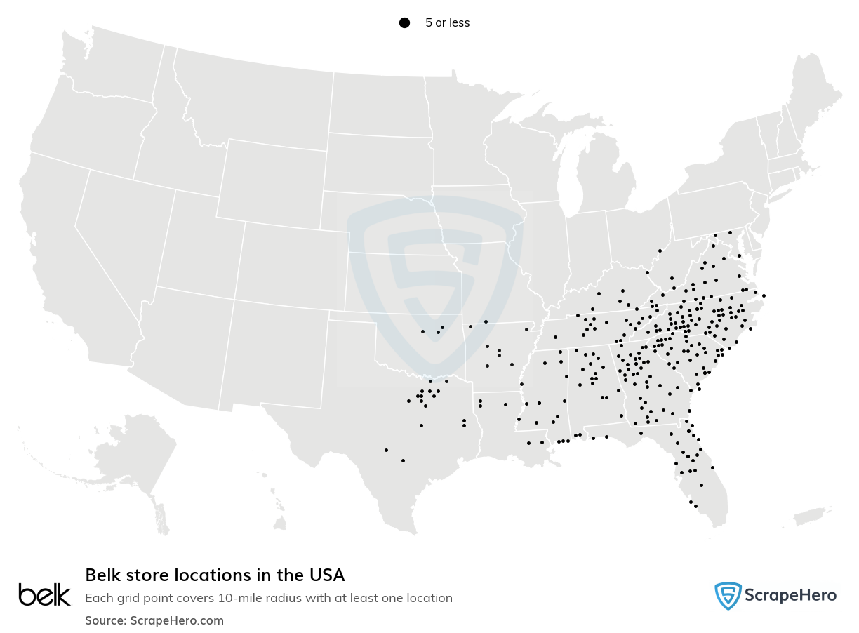 Map of  locations in the United States in 2024