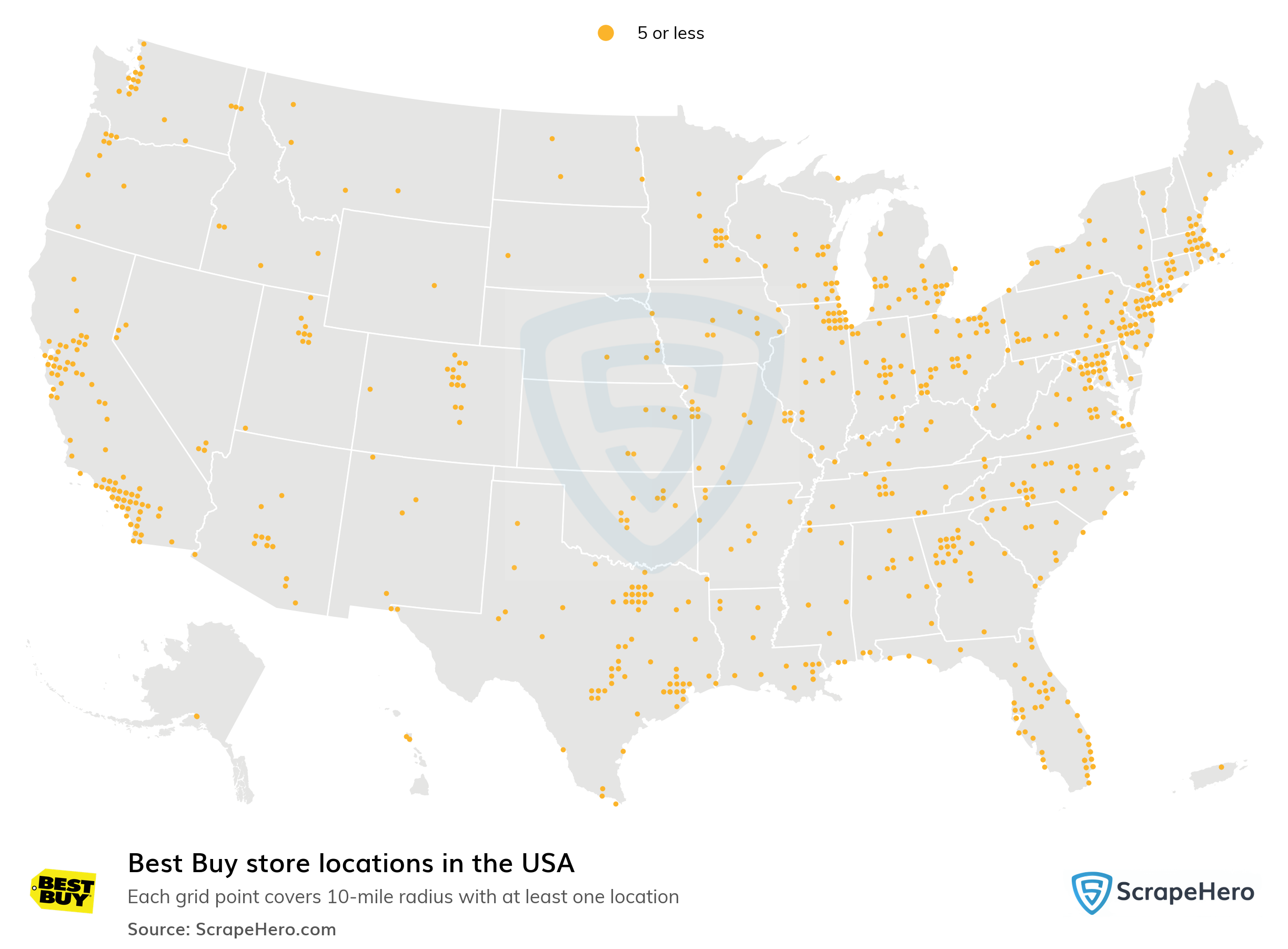 Number of Best Buy locations in the USA in 2023