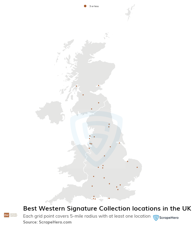 Map of Best Western Signature Collection hotels in the United Kingdom