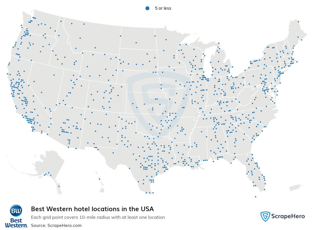 Map of  locations in the United States in 2025