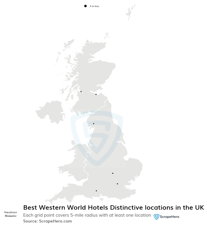 Map of Best Western World Hotels Distinctive locations in the United Kingdom