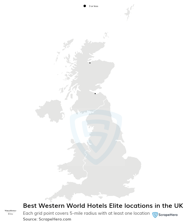 Map of Best Western World Hotels Elite locations in the United Kingdom