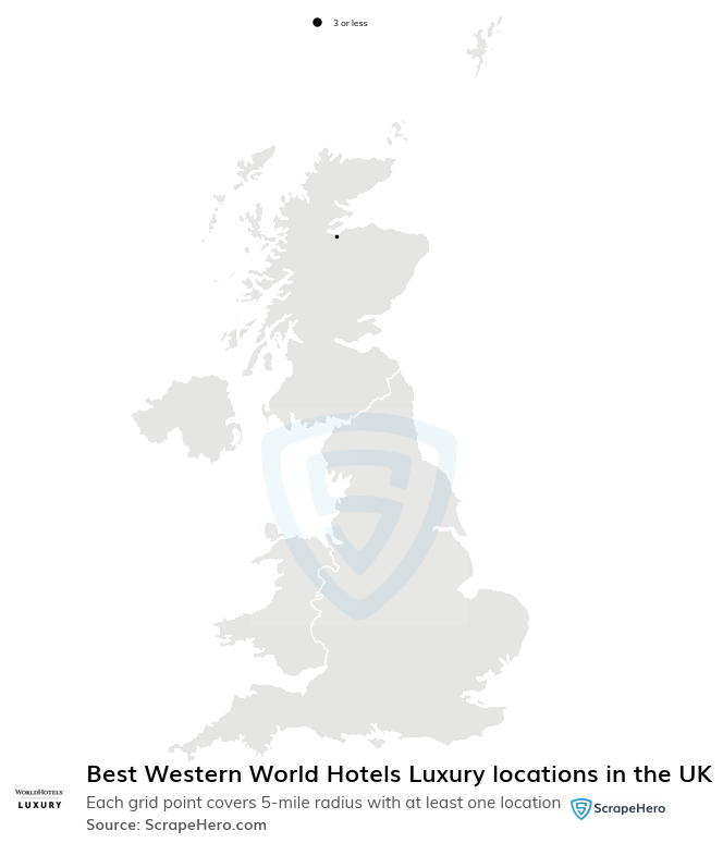 Map of Best Western World Hotels Luxury locations in the United Kingdom