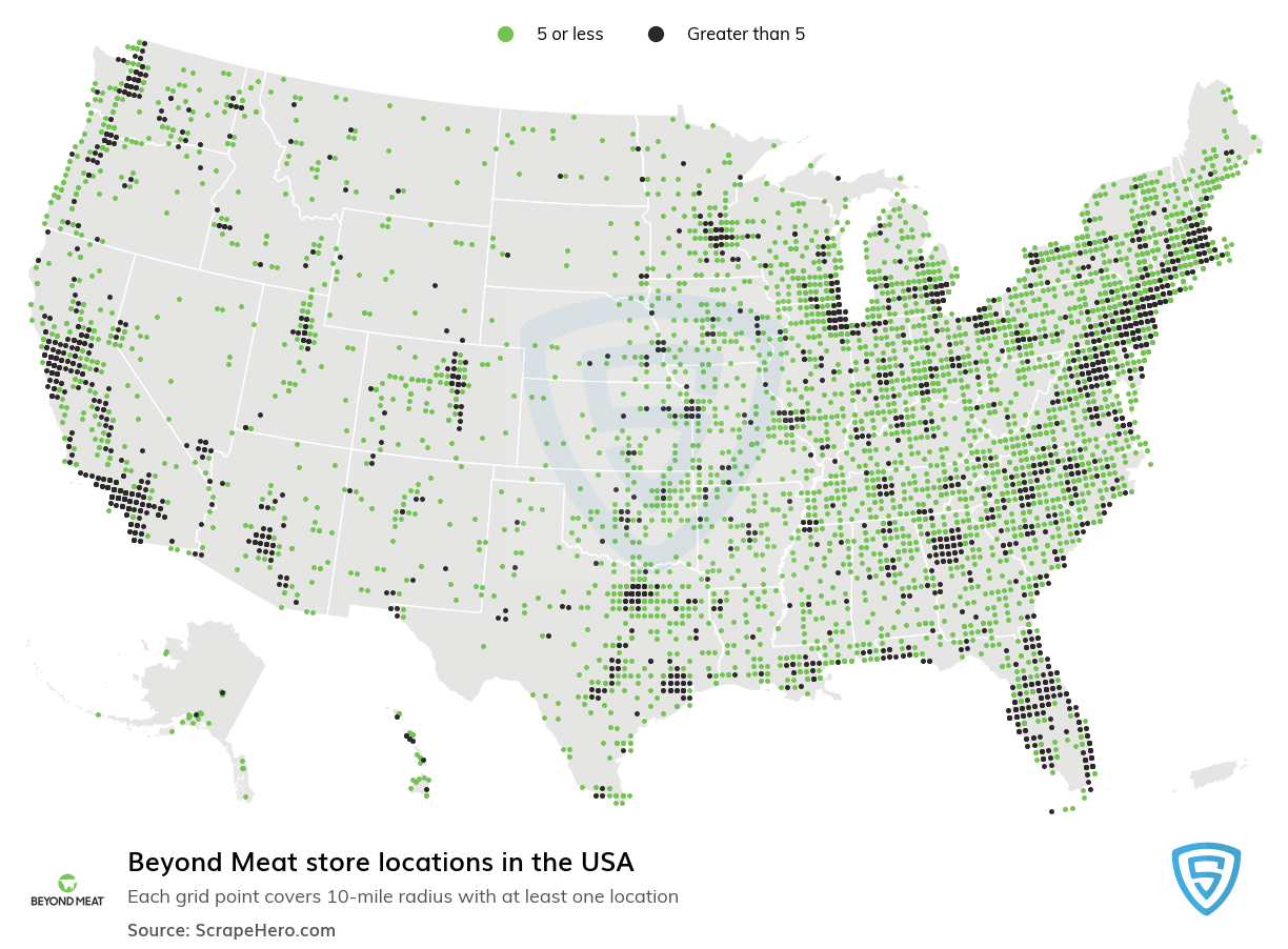 Map of Beyond Meat locations in the United States in 2022