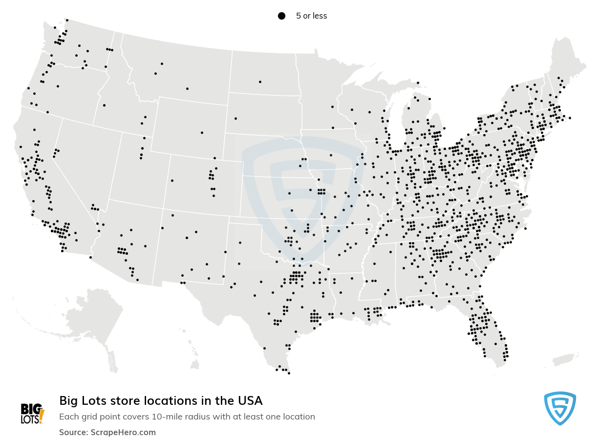 Map of Big Lots retail stores in the United States