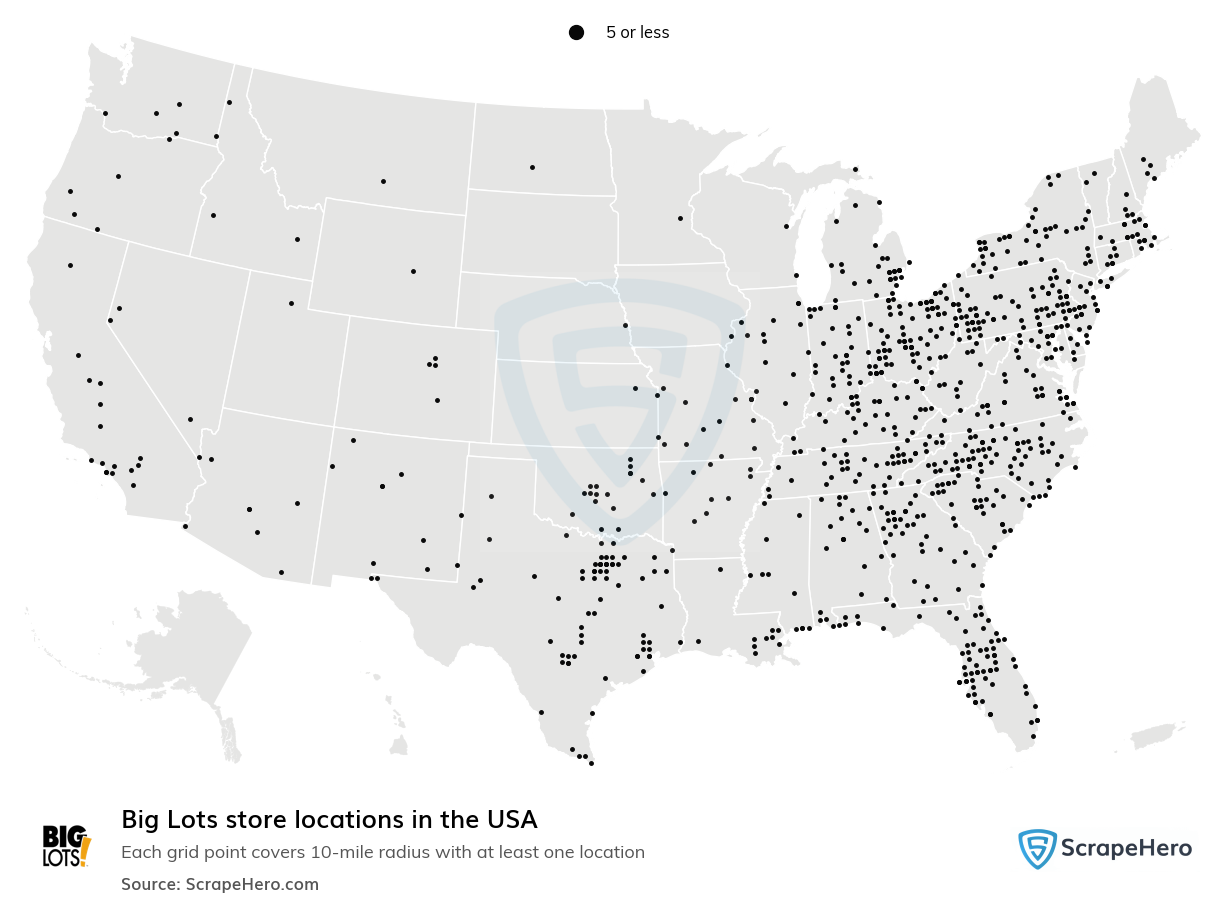 Map of  locations in the United States in 2024