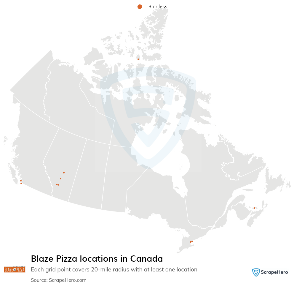Map of  locations in Canada in 2025