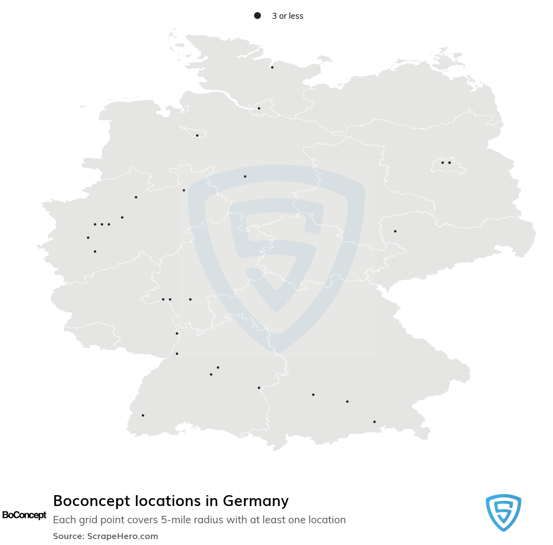 Map of Boconcept stores in Germany