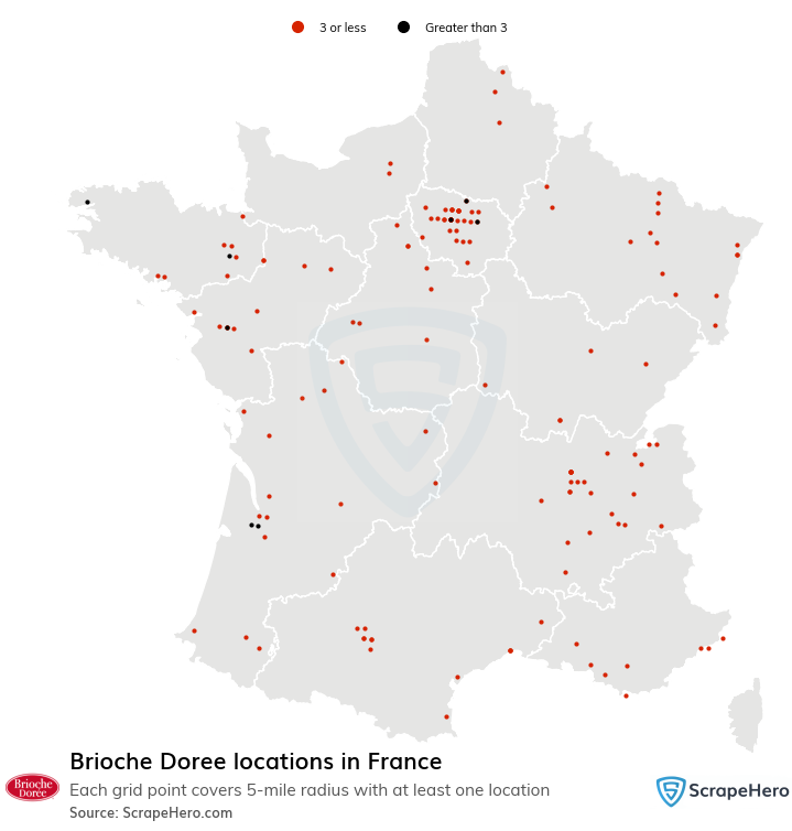 Map of Brioche Doree restaurants in France