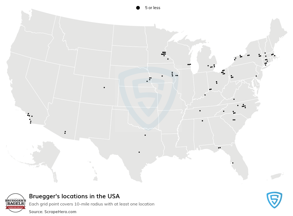 Map of Bruegger's locations in the United States