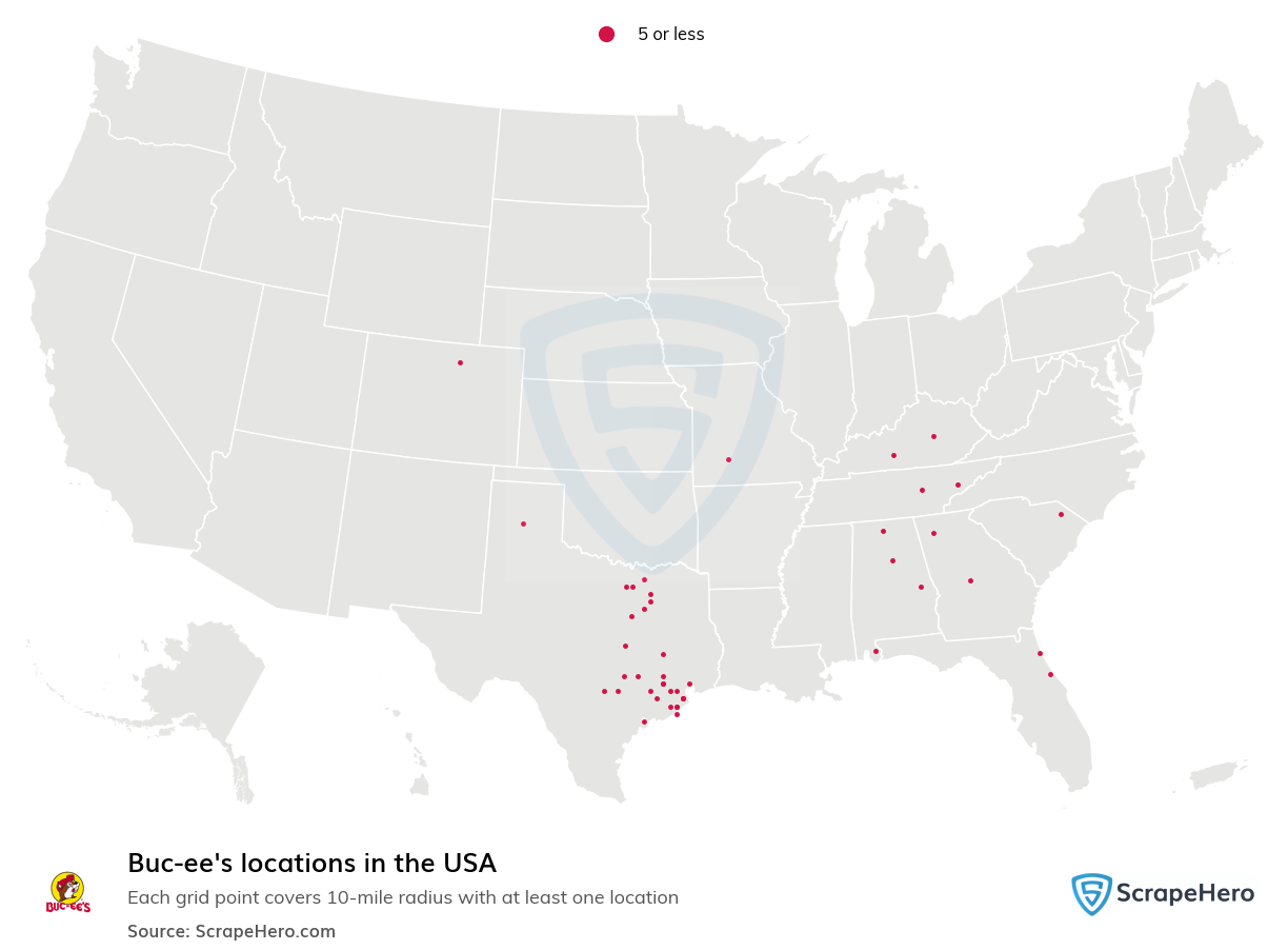 Map of Buc-ee's locations in the United States