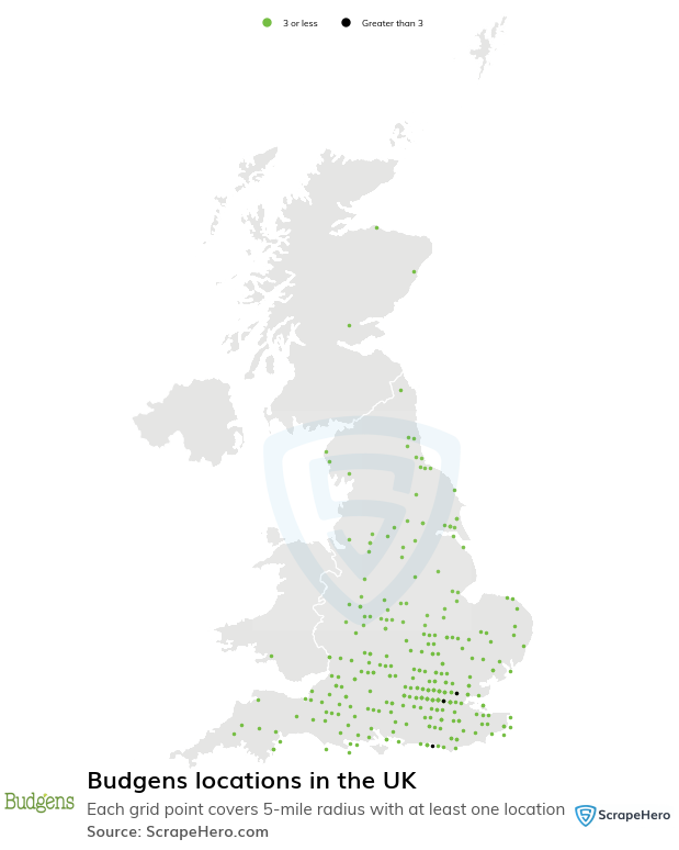 Map of  locations in the United Kingdom in 2024