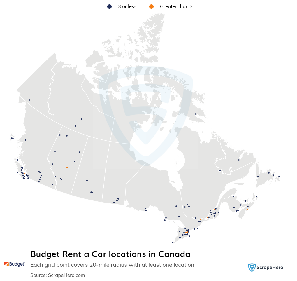 Map of  locations in Canada in 2025
